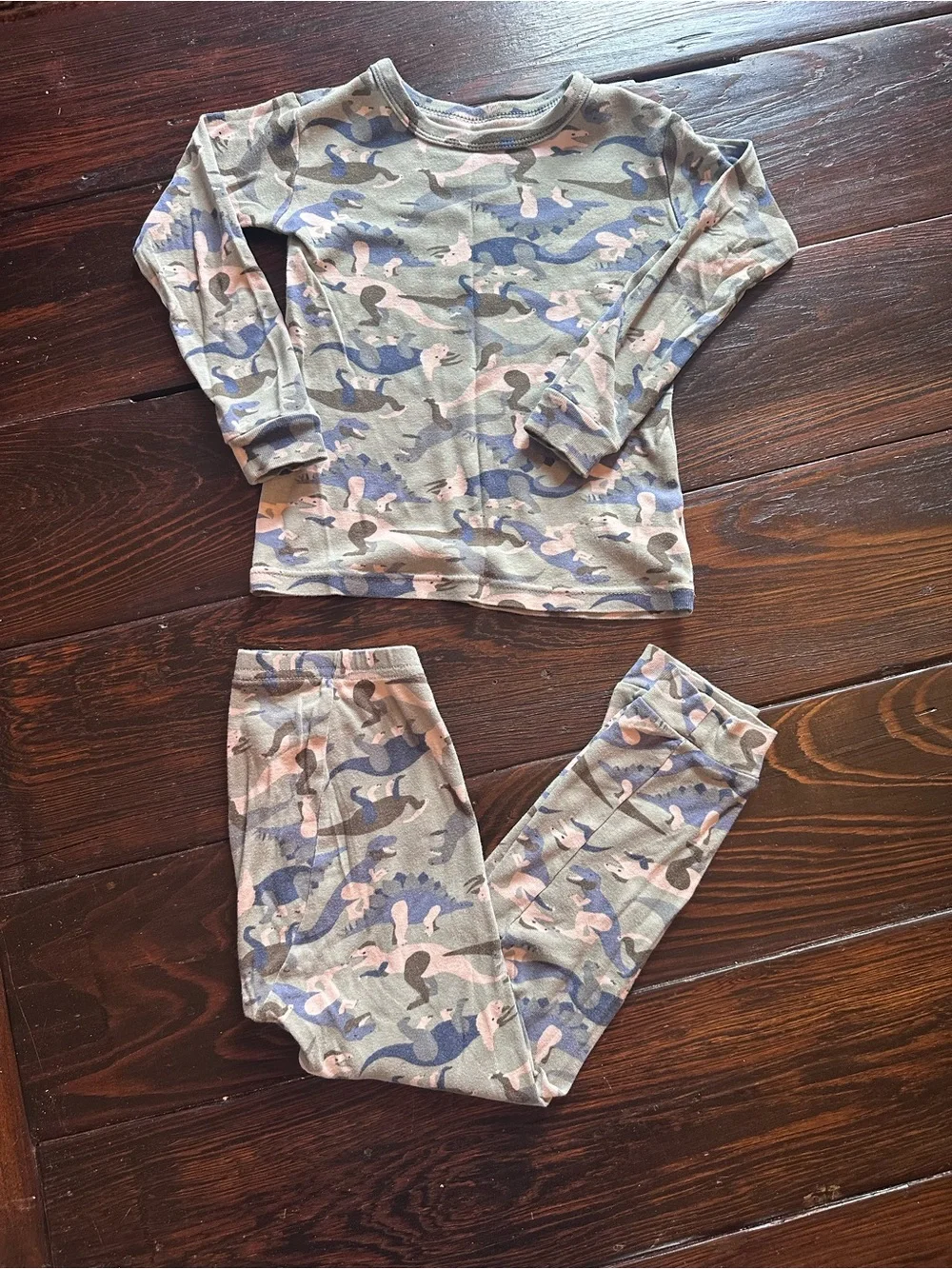 Kids Lot of 3 Soft Cotton Sleep Pajamas — Blue, Green, Gray